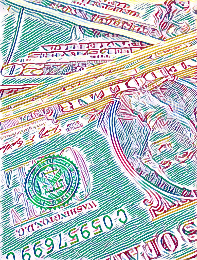 Closeup of upside down U.S. dollar bill